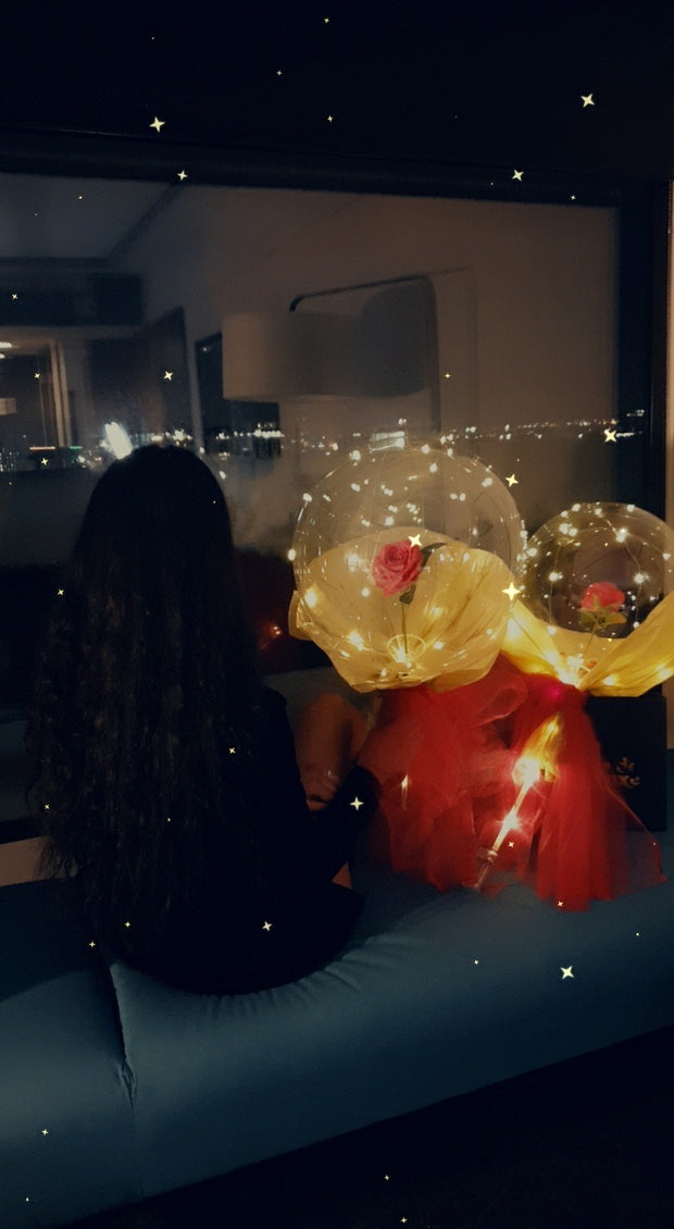 BALLON LED lumineux avec rose