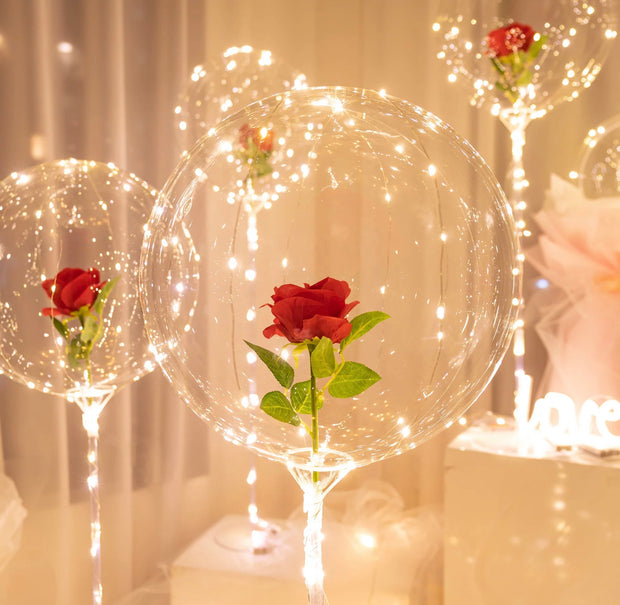 BALLON LED lumineux avec rose